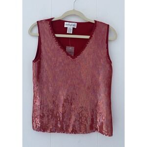 Bloomingdale's Sparkling Red Sequin Tank Top